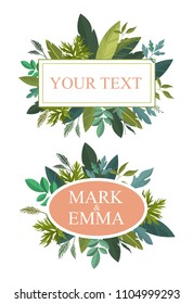 Floral decorative elements. Wedding invitation. Vector set with flowers, leaves.