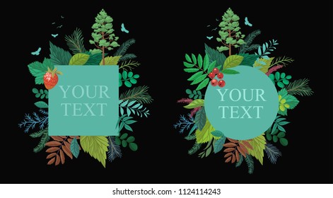 Floral decorative elements. Wedding invitation. 