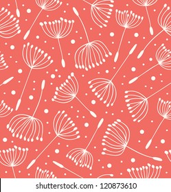 Floral decorative endless pattern. Seamless texture with flowers. Contour background with fluff