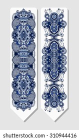 floral decorative ethnic paisley bookmark for printing, vector illustration