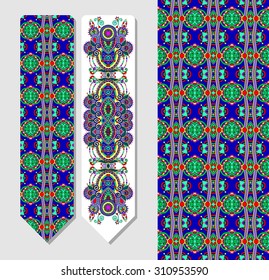 floral decorative ethnic paisley bookmark for printing, double-sided layout vector illustration