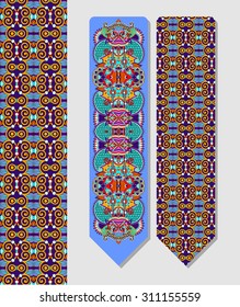 floral decorative ethnic paisley bookmark for printing, double-sided layout vector illustration