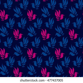 floral decorative flat bird and tropical plant, vector illustration