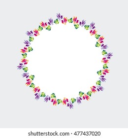 floral decorative flat bird and tropical plant, vector illustration