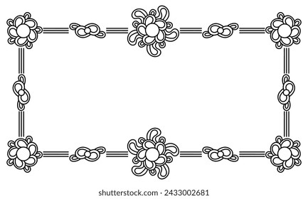 Floral decorative frame - hand drawn black and white vector illustration.