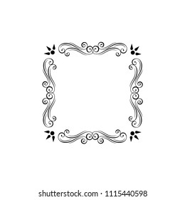 Floral decorative frame. Ornamental floral swirls, scroll elements. Filigree page decorations. Menu design, Wedding invitation, Greeting card design. Vector illustration.
