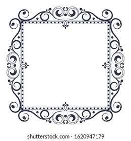 Floral decorative frame. Vector illustration isolated on white background