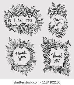 Floral decorative frames. Hand drawn illustration converted to vector