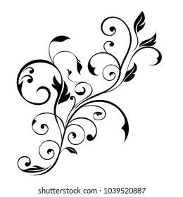 Floral decorative ornament. Flower branch. Vector illustration isolated on white background