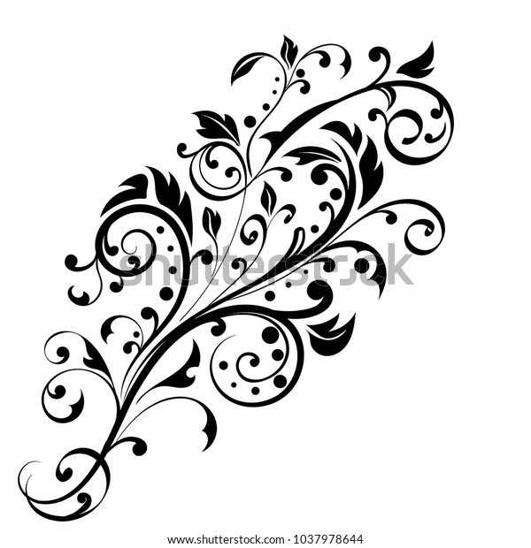 Floral decorative ornament. Flower\
branch. Vector illustration isolated on white\
background