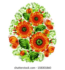 floral decorative ornament, hand drawn, illustration in Ukrainian folk style