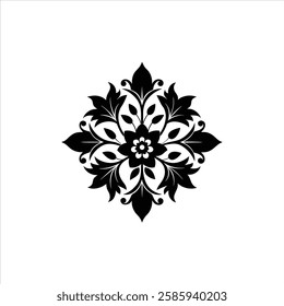 Floral Decorative Ornament Silhouette Icon Vector