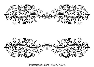 Floral decorative ornaments. Divider elements. Vector illustration isolated on white background