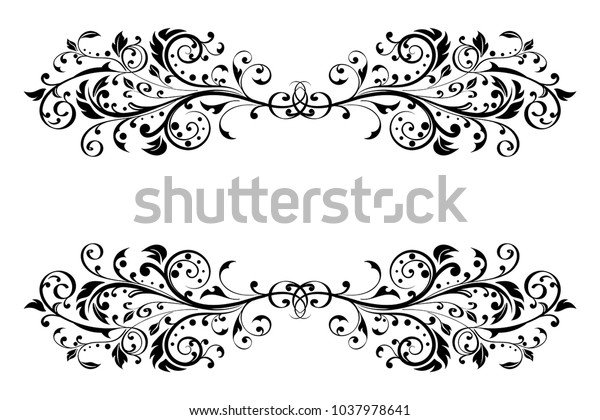 Floral decorative ornaments.\
Divider elements. Vector illustration isolated on white\
background