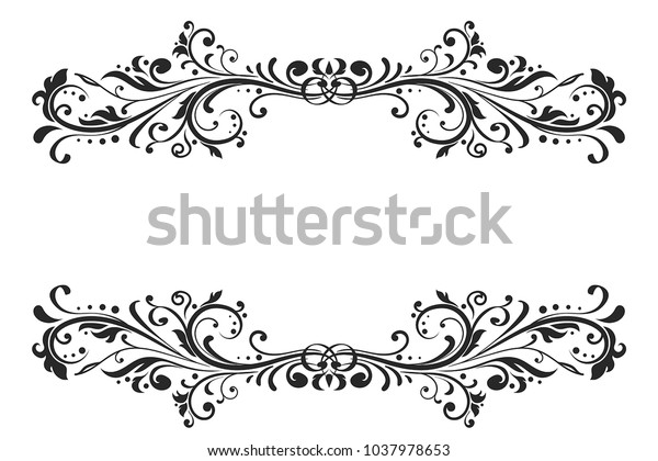 Floral decorative ornaments.\
Divider elements. Vector illustration isolated on white\
background