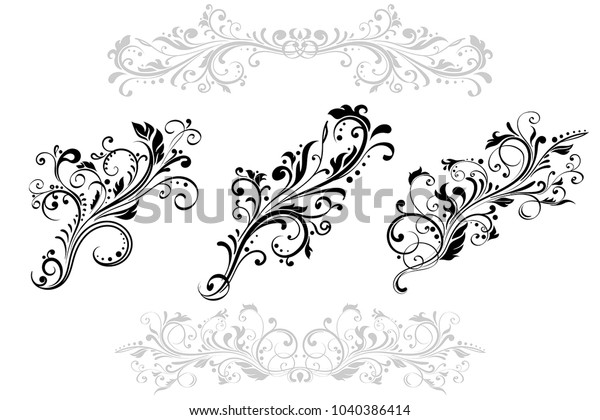 Floral decorative ornaments. Flower\
branch. Vector illustration isolated on white\
background