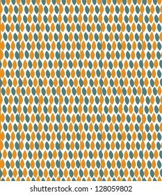 Floral decorative pattern. Background with green and orange rows of leafs. Seasonal texture. Abstract endless template for design, crafts, package papers, textile