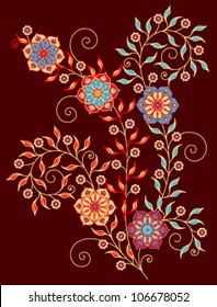 floral decorative pattern on a brown background