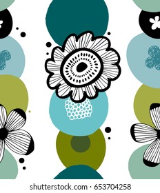 Floral decorative pattern in scandinavian style. Abstract background with stylized flowers