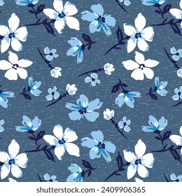 Floral decorative patterns on grunge melange background