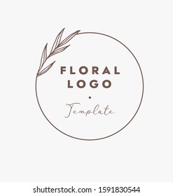 Floral decorative premade logo template. Feminine editiable logo for photographers, bloggers, weddings for personal and commercial use. 