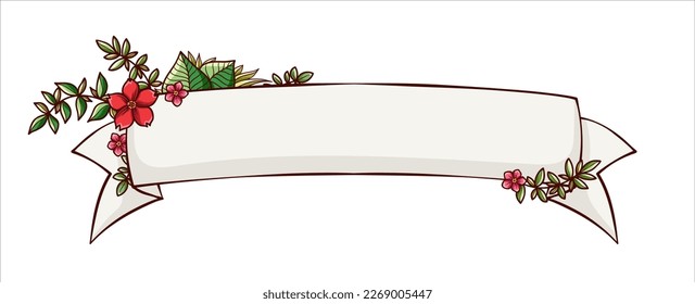 Floral decorative ribbon, elegant ornament for logo, diploma, anniversary and wedding invitation and many more