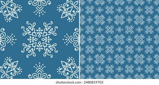 Floral decorative seamless monochromatic tile pattern design