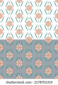 Diseño floral y sin costuras. Flor de margarita gráfica simple con garrapatas. Diseño de guardería infantil, cuadrícula geométrica, ilustración de color pastel. Fondo transparente. Vector