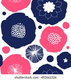 Floral decorative seamless pattern. Vector abstract background in scandinavian style