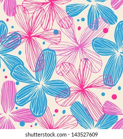 Floral decorative seamless pattern. Vintage romantic cute background. Template for textile, wallpapers, curtains, wrapping papers