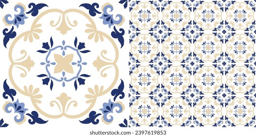 Floral decorative seamless tile pattern vector design