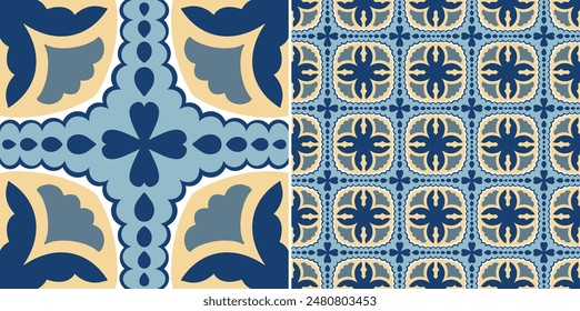 Diseño de patrón de azulejos sin costura decorativo floral