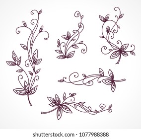 Floral decorative set for design.