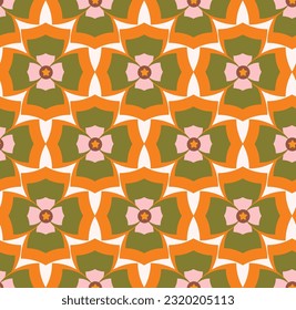 Floral Decorative Shape Vector Abstract Retro Geometric Pattern Seamless Texture Hand Drawn Trendy Background For Fashion Prints Flat Wallpaper Textile Surfaces Digital Print