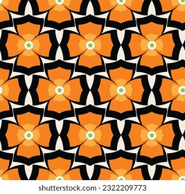 Floral Decorative Shape Vector Abstract Retro Geometric Pattern Seamless Texture Hand Drawn Trendy Background For Fashion Prints Flat Wallpaper Textile Surfaces Digital Print