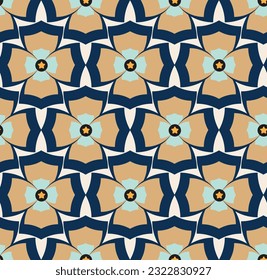 Floral Decorative Shape Vector Abstract Retro Geometric Pattern Seamless Texture Hand Drawn Trendy Background For Fashion Prints Flat Wallpaper Textile Surfaces Digital Print