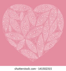 Floral decorative sweet vector lace heart. Wedding and valentine day decoration. Invitation, wedding design.