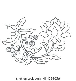 Floral decorative vector element ethnic style
