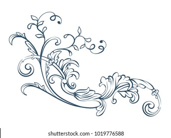 Floral Decorative Vector Elements, Rococo And Baroque Style
