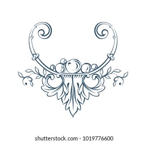 Floral decorative vector elements, rococo and baroque style
