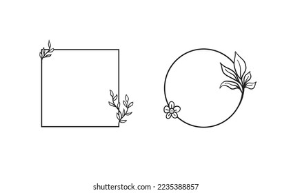 Marco vectorial decorativo floral. Marco circular y cuadrado. Ornamentos elegantes.