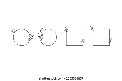 Blumendekorative Vektorrahmen. Circle und quadratischer Rahmen. Elegante Ornamente.