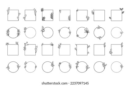 Marco vectorial decorativo floral. Marco circular y cuadrado. Ornamentos elegantes.