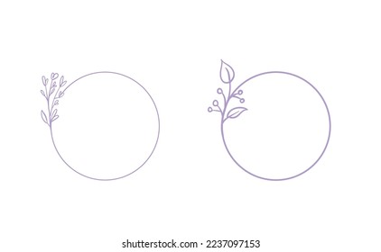 Floral decorative vector frame. Circle and square shaped frame. Elegant ornaments.