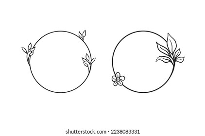 Floral decorative vector frame. Circle and square shaped frame. Elegant ornaments.