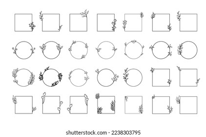 Marco vectorial decorativo floral. Marco circular y cuadrado. Ornamentos elegantes.