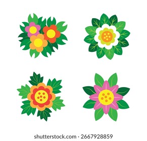Floral Decorative Vines and Wreath Elements vector illustration