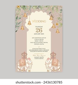 Floral and Decorative Wedding Invitation Card Template. Illustrator and designer. Wedding Invites, save the date, Birthday Invites, Video Invites, E-Cards.