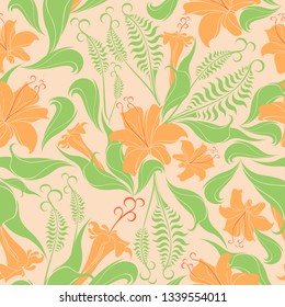 Floral Delicate Springtime Seamless Pattern Vector Textile Design