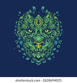 ilustração da arte da máscara do demônio floral
